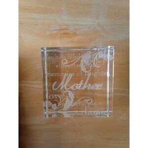 Mother's Day Gift Crystal Reflections Paperweight  Decor Square Laser Cut